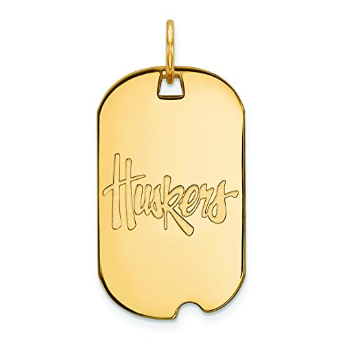 Sterling Silver w/GP LogoArt University of Nebraska Small Dog Tag