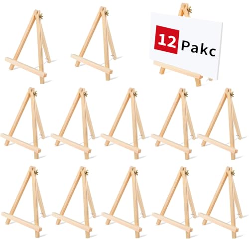 12PCS 9 Inches Tabletop Easels,Wood Easels, Easel Stand for Painting Canvases, Art, and Crafts, Tripod, Painting Party Easel, Tabletop Easels for Painting, Portable Canvas Photo Picture Sign Holder