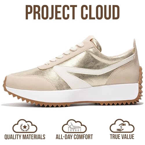 Image of Project Cloud Womens Sneakers - Memory Foam Insole and Lightweight Spring Shoes - Non-Slip Lace Up Trendy Shoes - Fashion Sneakers for Women 2026