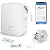 Impressora Térmica de Etiquetas Portátil, Bluetooth, 15mm Largura, Bateria 1000mAh, com App e Rolo de Etiqueta, Branca (Impressora + Rolo de Papel)