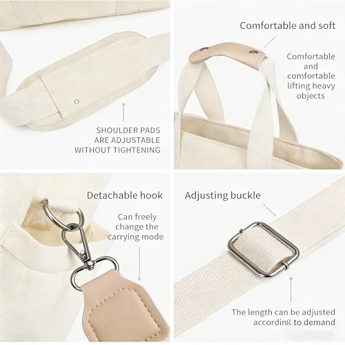 Bolso cruzado de lona con múltiples bolsillos para mujer miniatura 6