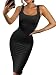 BEAGIMEG Women's Sexy Bodycon Sleeveless Pencil Knee Length Club Tank Dress