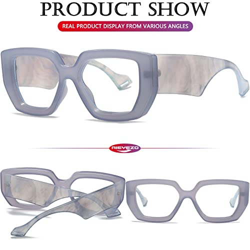 Image of AIEYEZO Thick Frame Blue Light Glasses Men Women, Fashion Square Computer Eyeglass Anti Eyestrain & Prevent Headache