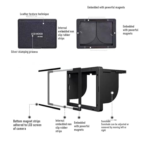 Jectse Camera LCD Sun Shade 3232, Professional Optical Sunshade with Magnet Fast Release Structure, for X T1 X T2 X A Series 5DIV 5DIII 1DX Series