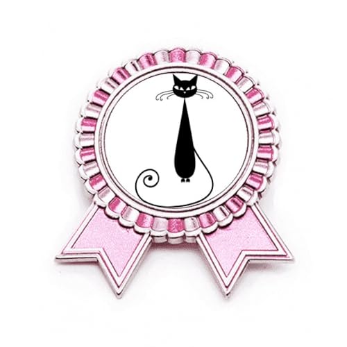 Broche pour amoureux des chats noirs en métal rose gravée Animal Art