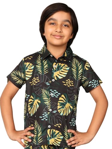 Image of Boys Printed Casual Shirt Short Sleeve Button Down Beach Shirt for Kids