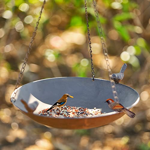 12.2 In Diam Metal Hanging Bird Baths For Outdoors, Bird Feeder Seed Tray Garden Yard Decoration (Rust Color) #TOP4
