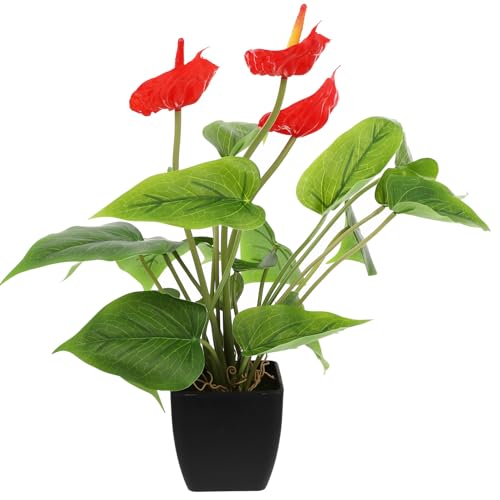 BESPORTBLE Künstliche Anthurie Bonsai Topfpflanze Langlebiges Material Dekorative Imitatpflanze für Wohnzimmer und Büro