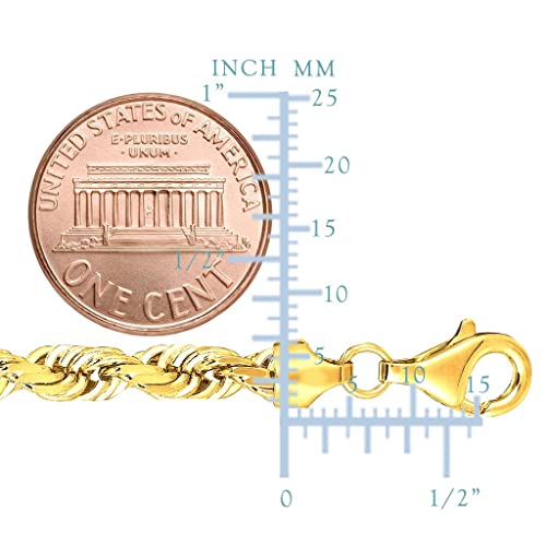 The Diamond Deal 14K Solid Yellow Gold 5.00Mm Shiny Diamond-Cut Royal Solid Rope Chain Necklace For Pendants And Charms With Lobster-Claw Clasp (30" And Yellow-Gold) #TOP2