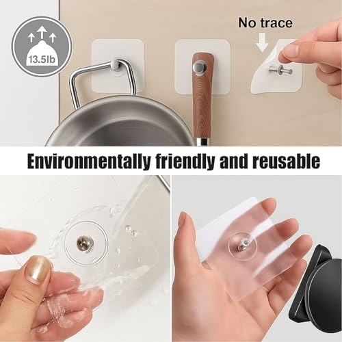 Image of SIGNAMIO 20 Pcs Hooks for Wall Heavy Items - Self Adhesive Wall Hook for Photo Frames, Wall Clock, Keys - No-Drill Installation, Easy Nail-Free Mounting, No Damage, Wall Hooks for Hanging