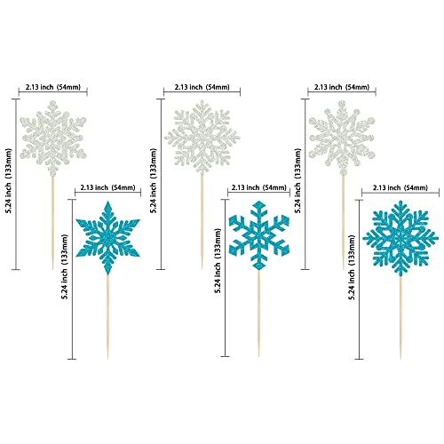 Gyufise 36 Pack Snowflake Cupcake Toppers Blue Silver Glitter Winter Frozen Theme Cupcake Picks Baby Shower Kids Birthday Party Christmas Cake Decorations Supplies #TOP1