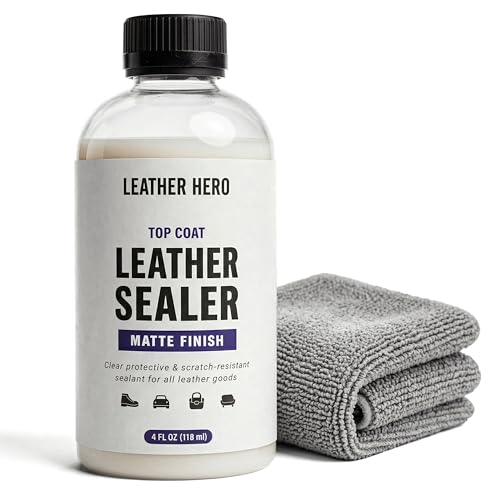 Leather Hero Top Coat – Leather Sealant & Protective Finish for Dye, Paint, Car Seats, Shoes & More – Scratch-Resistant Color Restorer with Applicator – 4oz (Matte Finish)