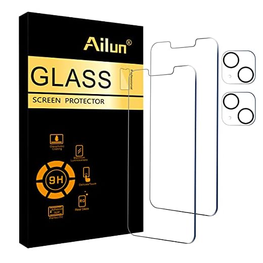 Ailun 2 Pack Screen Protector for iPhone 13 [6.1 inch Display] with 2 Pack Tempered Glass Camera Lens Protector,[9H Hardness]-HD[4 Pack]