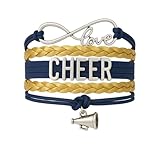 Cheer Megaphone Charm Bracelet for Teens and Women, Infinity Love Adjustable Cheer Jewelry in Team Colors, Cheer Gift for Teams, Coaches, and Game Day Spirit