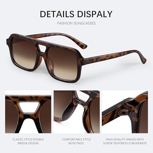 Retro Square Sunglasses for Womens Men - Trendy Vintage Aviator Sun Glasses UV400 Protection3