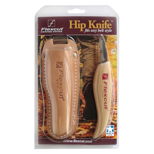 Image of FLEXCUT Wood Carving Tools | Hip Knife |1095 High Carbon Steel Blade | 1-1 /4 inch Blade| Ergonomic Ash Hardwood Handle | KN30 | Made in the U.S.A.