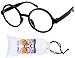 KD01 Baby Infant Toddler Age 0-24 Months Round Costume Glasses Sunglasses (Black-Clear Lens, UV400)