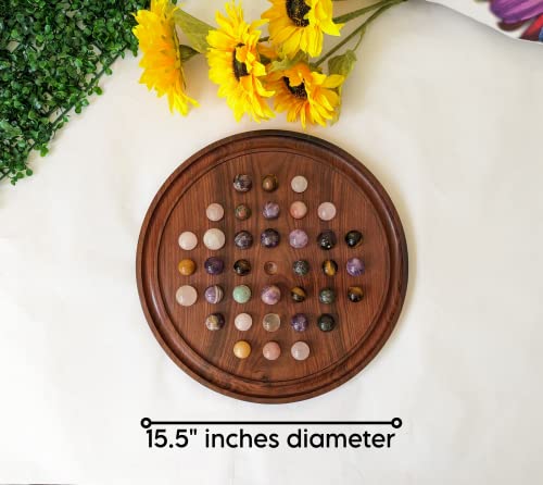 Handmade Wooden Solitaire Board 16" Inches With 36 Natural Marbles | Authentic Rosewood Solitaire Board,Marble Solitaire Game,Solitaire #TOP5