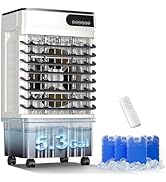MEPTY 1800CFM Swamp Cooler, Evaporative Air Cooler with 5.3 Gallon Water Tank, 4 Ice Packs, 3 Spe...