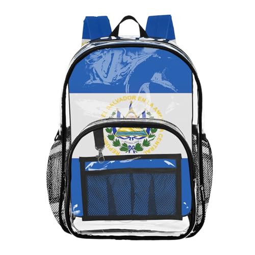 Clear Bag for Women Travel El Salvador Flag Girls Backpack Kids Boys Approved See through Bag