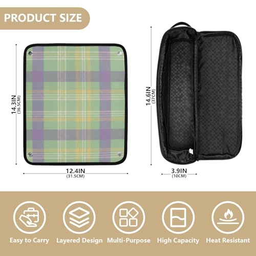 GuoChe Heating Tools Travel Bag Organizer with Iron Mat Classic Plaid Pattern miniatura 4