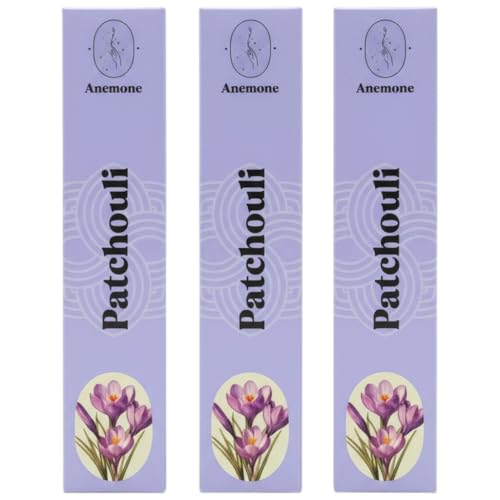 Encens Anemone – 100% Naturel & Artisanal | Parfum Frais et Purifiant (3 boîtes, Patchouli)