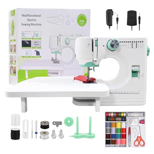 Multifunktionale elektrische Nähmaschine für Anfänger 12 Stichmuster Ein-Klick-Einfädelung Gleichstrombetrieb mit Verlängerungstisch und Zubehörset
