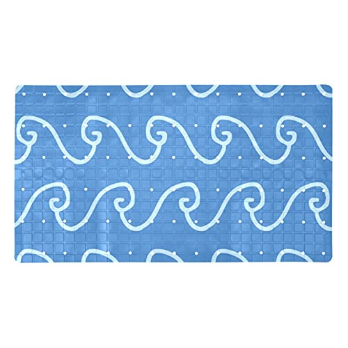 Tapis de salle de bain bleu antidérapant avec ventouses pour douche
