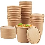30Pack 12oz Paper Food Containers with Vented Lids Disposable Soup Bowls Ice Cream Cups To Go Hot...