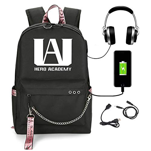 Mooz-Seven My Hero Academy Mochilas Hombre Mujer Retro Casual Macutos de Senderismo Niña Niño Bolsa para Laptop 36-55 L Bolsas de Color Liso (Negro)