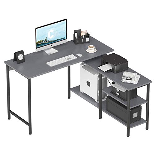 Cubicubi L Shaped DeskComputer Coner DeskHome Office Writing DeskSide Removable Storage DeskGray