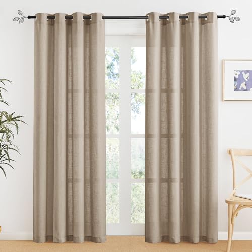 RYB HOME Sheer Curtains 90 inches Length for Living Room Bedroom