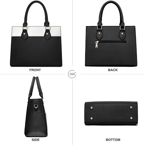 Image of CHICAROUSAL Crossbody Purses and Handbags for Women PU Leather Tote Top Handle Satchel Shoulder Bags (d Black- White)