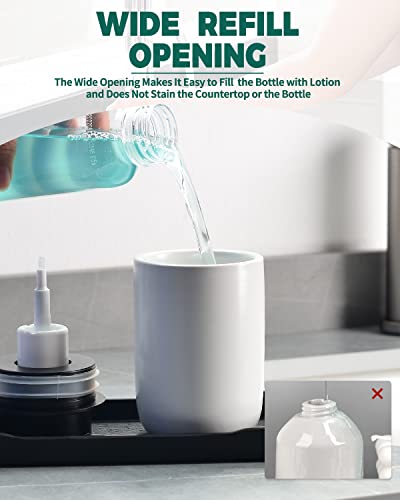 Image of BosilunLife Foaming Soap Dispenser - Ceramic White Soap Dispenser Bathroom Small Foam Hand Dispenser Refillable Kitchen Dish Soap Bottle Hand Wash Dispenser