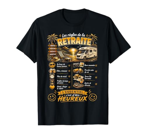 Cadeau Retraité Homme Original Les Règles de la Retraite T-Shirt