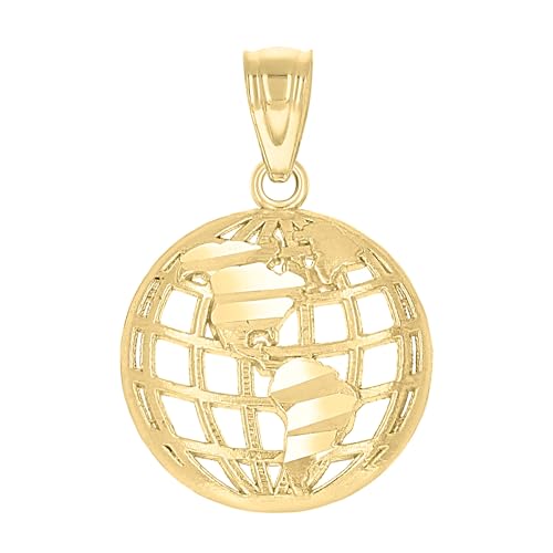 Genuine 10K Yellow Gold Unisex Diamond Cut 0.80" Charm World