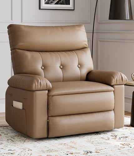Image of GarveeHome Oversized Recliner Chair - PU Leather Manual Recliner for Adults, Lazy Chair with 1.5X Sponge Comfort Arm and Back for Living Room, Bedroom