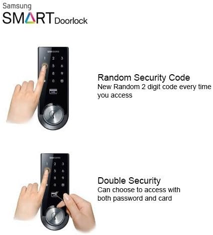 Diagram illustrating the required 4.5 inches distance from the center of the deadbolt hole to the door handle for proper installation clearance.