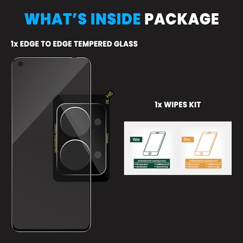 Image of ArmourPro Tempered Glass and Black Camera Lens Protector for OnePlus Nord 2T, Edge to Edge Screen Guard, Anti-Bubble, Scratch Resistant, HD Clear, Anti-Fingerprint, Installation Kit | Black