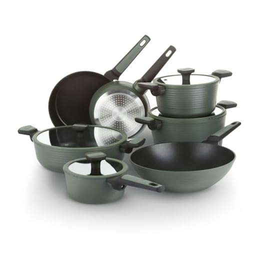KASANOVA Batteria Corredo 2.0, pentole 11 pezzi, set pentole e padelle antiaderente, compatibile con tutti i piani cottura (Verde)