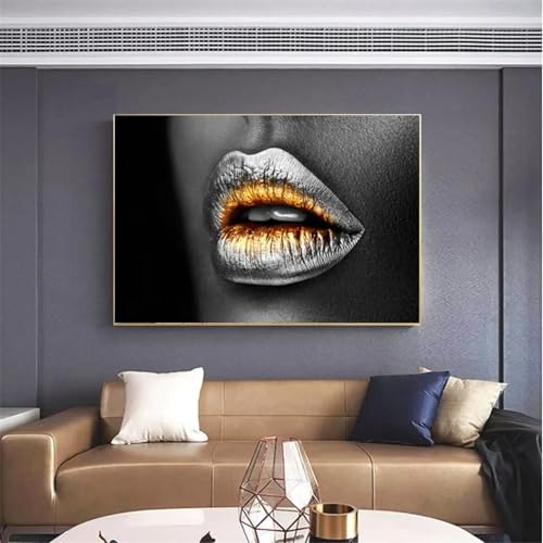 Affiches de lèvres argentées noires décoration murale 50x70cm