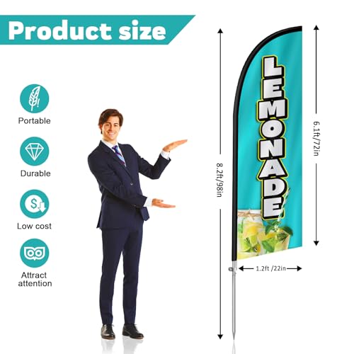 Drapeau limonade publicitaire pas cher mât aluminium piquet sol acier