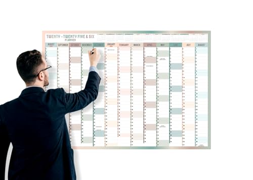 Planificador de pared para año académico 2025-2026, calendario semestral, gráfico de estudio anual, planificador anual grande de agosto a agosto, organizador de planificación académica