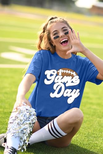 Game Day Shirts for Women Football Graphic Sunday Funday Tee Vintage Casual Football Season Short Sleeve Tee Tops2