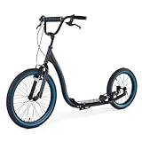 Osprey BMX Erwachsene Scooter mit großen Rädern, Fahrrad Fahrrad Off Road Scooter mit verstellbarem Lenker und Felgenbremsen, Schwarz