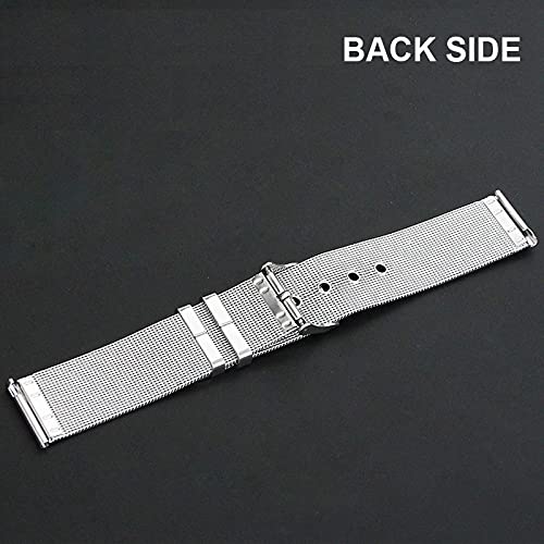 Smaate Watch Band Compatible With P22 Donerton, Popglory, Canmixs 1.4Inch; Motast Mugu Chalyh P36A P36B, Agptek Lw31 1.69Inch Smartwatch, 20Mm Wide Mesh Milanese Strap, Tang Buckle, Silver #TOP4