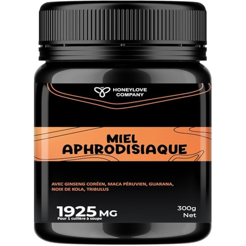 Miel Aphrodisiaque 300g haut dosage – 1925mg/Cuillère – Miel d’Acacia UE Infusé aux 12 Plantes + Zinc – Maca, Ginseng, Kola – Goût Fort, Effet Rapide – Fabriqué en France Miel Aphrodisiaque 300g haut dosage – 1925mg/Cuillère – Miel d’Acacia UE Infusé aux 12 Plantes + Zinc – Maca, Ginseng, Kola – Goût Fort, Effet Rapide – Fabriqué en France