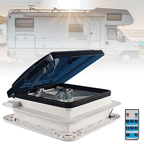 LVSEWOA Ventilatore da soffitto per Camper, con Sollevamento Manuale da 12 Volt, Senza luci, con Lampada a LED, per Camper, da 14 Pollici, Reversibile, con Cupola fumi, per Camper (Dimensioni: Senza