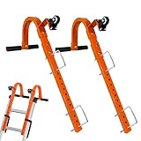 Roof Ladder Hook-Extension Ladder Stabilizer-500 Lbs Capacity-Heavy Duty Alloy Steel-Ladder Hooks for Roof Ridge with Wheel/Rubber Grip T-Bar/Nylon Straps/U Bolt for Safe and Easy to Access Steep Roof