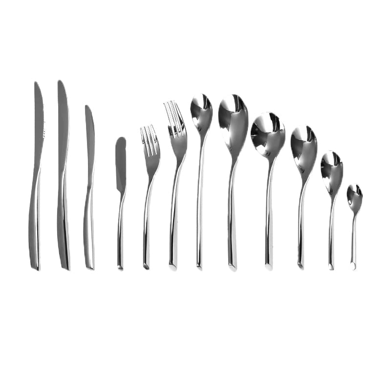 Cubiertos de plata de acero inoxidable, juego de 12 piezas con cuchillo, tenedor y cuchara de lujo